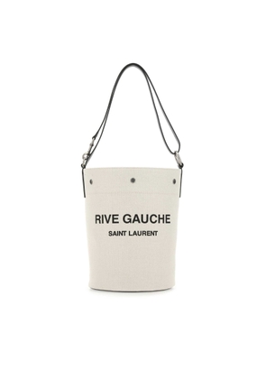 Saint Laurent Two-tone Canvas And Leather Medium Rive Gauche Bucket Bag