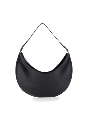 Jacquemus le Calisso Rond Large Black Shoulder Bag With Adjustable Strap And Embossed Logo In Leather