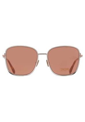 Tom Ford Fern Brown Mirror Square Ladies Sunglasses FT1029 12G 57