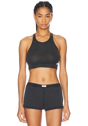 Alexander Wang Cropped Classic Racer Tank Top in Washed Black - Charcoal. Size L (also in M, S, XS).