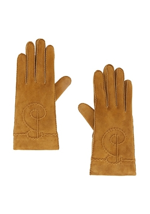 Burberry Suede Gloves in Teddy - Tan. Size 6 (also in ).