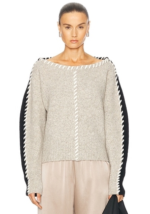 Aisling Camps Whip Stitch Sweater in Black  Putty  & Ivory - Black. Size L (also in M, S, XS).