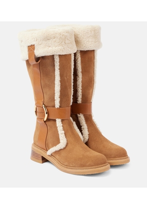 See By Chloe New Ring suede and shearling knee-high boots