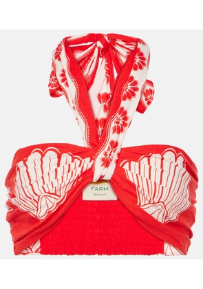 Farm Rio Red Ainika Shell linen-blend bra top