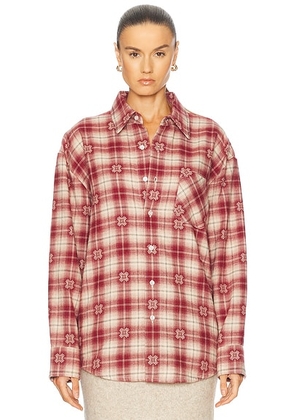 Amiri Quad Flannel Overshirt in Deep Red - Red. Size S (also in ).