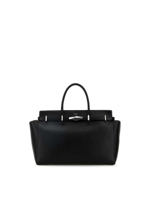 Jimmy Choo Black Leather Large Diamond Belted Shopping Bag