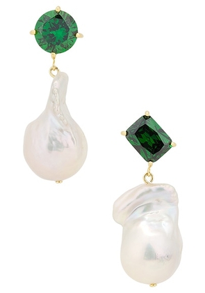 Completedworks Blink Earrings in 18k Gold Plated & Emerald - Metallic Gold. Size all.