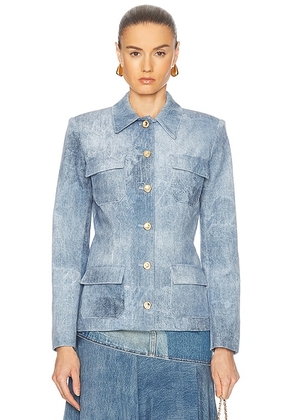 Brandon Maxwell The Gage Jacket in Denim - Blue. Size 2 (also in ).