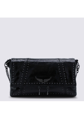 Zadig & Voltaire Black Leather Rock Ii Vintage Patent Studs Shoulder Bag