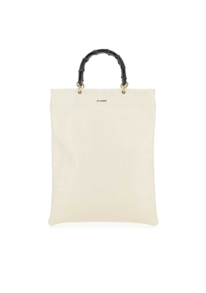 Jil Sander Ivory Leather Medium Shopping Bag