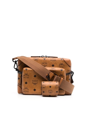 MCM Soft Berlin Multifunction Crossbody in Cognac Visetos