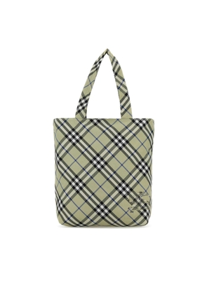 Burberry Equestrian Knight-Embroidered Checked Tote Bag