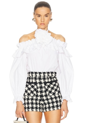 Carolina Herrera Halter Off The Shoulder Top in White - White. Size 4 (also in ).