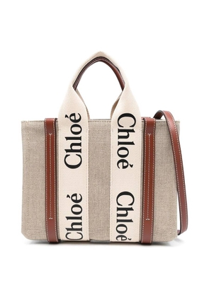 Chloe Woody Small Linen Tote Bag