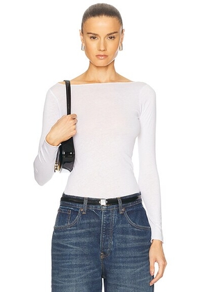 Aya Muse Boatneck Long Sleeve Tee in White - White. Size L (also in ).