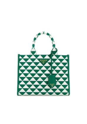Prada Embroidered Fabric Small Symbole Shopping Bag