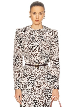 Alessandra Rich Long Sleeve Top in Beige & Brown - Beige. Size 36 (also in 38, 40, 42).