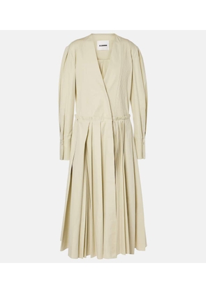 Jil Sander Pleated cotton poplin midi dress
