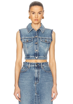 Alessandra Rich Sleeveless Trucker Jacket in Blue - Blue. Size 36 (also in 40).