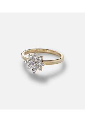 Stone and Strand Tea Rose 14kt gold ring with diamonds