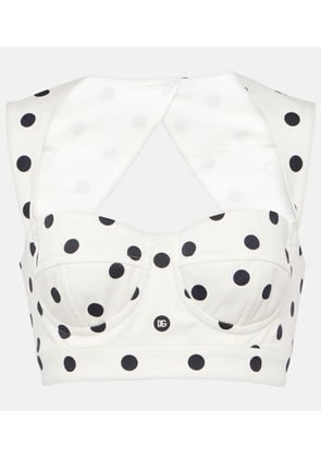 Dolce&Gabbana Polka-dot cotton-blend drill crop top