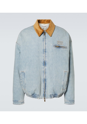 Miu Miu Logo corduroy-trimmed denim blouson