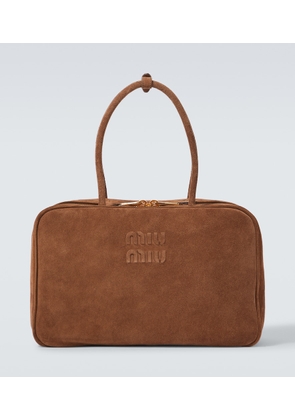 Miu Miu Logo suede tote bag