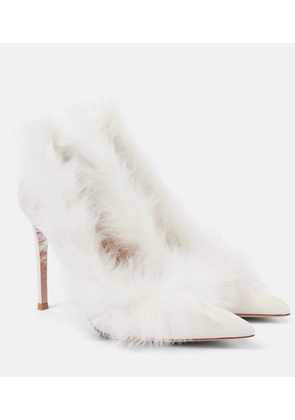 Gianvito Rossi Jenny shearling-trimmed patent leather pumps