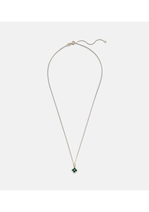 Stone and Strand Luckiest Clover 10kt gold necklace with emeralds