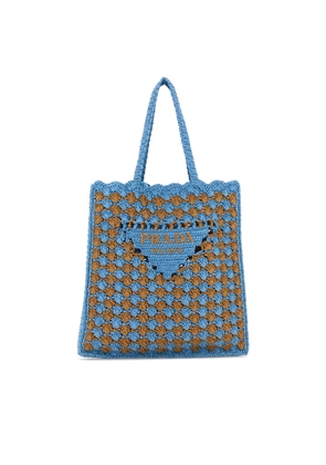 Prada Two-Tone Raffia Shopping Bag