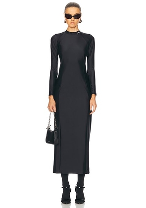 Alexander Wang Rashguard Long Sleeve Midi Dress in Black - Black. Size M (also in S, XS).