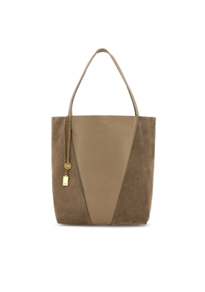 Chloe Dove Grey Leather And Suede Spin Shopping Bag