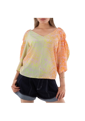 Stella McCartney Ladies Orchid Tie-Dyed V-Neck Blouse, Brand Size 40 (US Size 6)