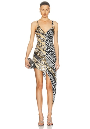 AREA Slip Dress in Multi - Black,Tan. Size 2 (also in 8).