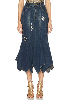 AREA Crystal Skirt in Dark Blue - Blue. Size 24 (also in 25, 26).