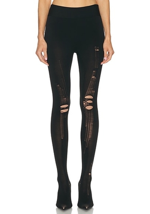 Balenciaga T38 Destroyed Pantalegging in Black & Light Beige - Black. Size 38Waist/38Shoe (also in 38Waist/39Shoe).
