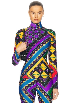 Emilio Pucci Long Sleeve Turtleneck Top in Viola & Rosso - Purple. Size M (also in XS).
