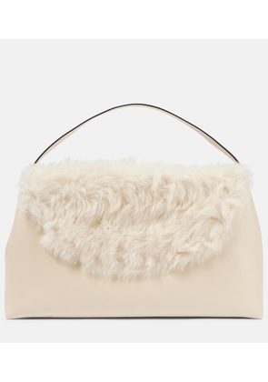 Toteme T-Lock Large shearling-trimmed shoulder bag