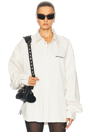 Balenciaga Large Fit Long Sleeve Shirt in White - White. Size L (also in M).