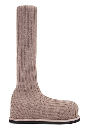 AMINA MUADDI Veneda Stretch Fuzzy Knit Boot In Taupe in Taupe - Taupe. Size 36 (also in 36.5, 37, 37.5, 38, 38.5, 39, 39.5, 40, 41).