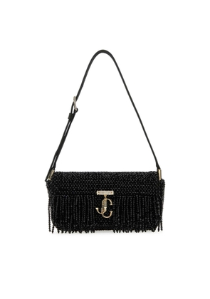 Jimmy Choo Black Satin Mini Avenue Shoulder Bag