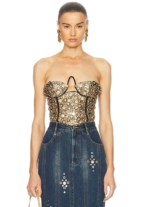 AREA Crystal Bustier Top in Black - Black. Size M (also in S).