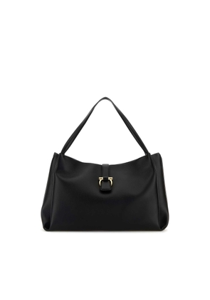 Ferragamo Black Leather Shopping Bag