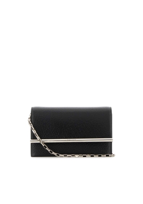 Alexander Mcqueen Black Leather Mini Cross-Bar Clutch