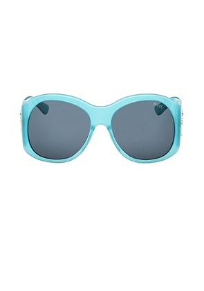 Emilio Pucci Geometric Sunglasses in Shiny Opal Turquoise & Blue - Blue. Size all.