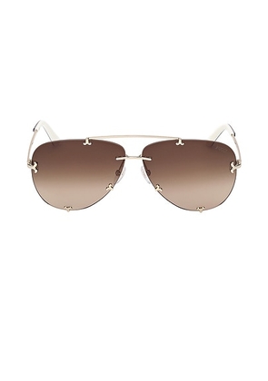Emilio Pucci Pilot Sunglasses in Shiny Pale Gold & Brown - Metallic Gold. Size all.