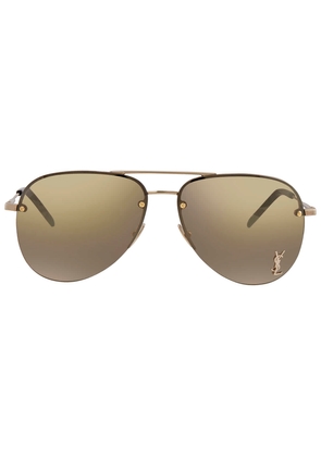 Saint Laurent Bronze Mirror Pilot Unisex Sunglasses SL CLASSIC 11 M 004 59