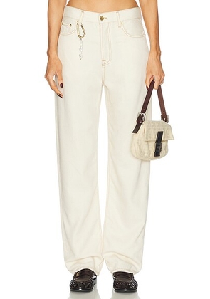DARKPARK Gale Relaxed Straight Leg Jeans in Ecru - Cream. Size 29 (also in 30).