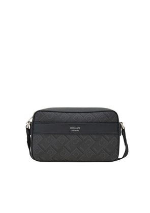 Ferragamo Monogram Print Black Shoulder Bag