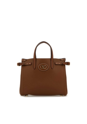 Valentino Garavani Brown Leather Antibes Shopping Bag